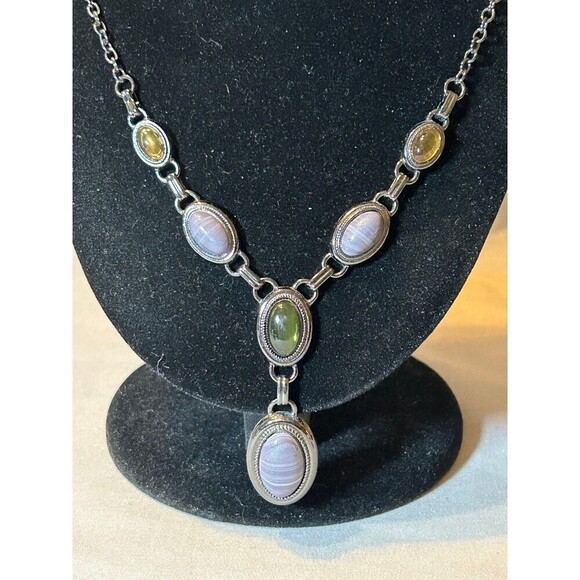 Black Tone and Stone Necklace - Picture 4 of 5